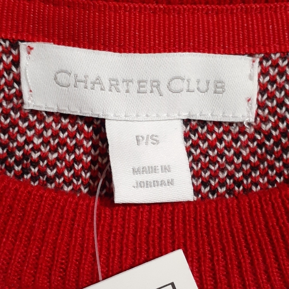 Charter Club Christmas Sweater PS Red Plaid 343 - Picture 2 of 3